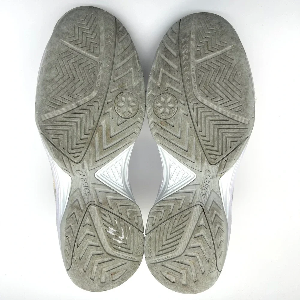 ASICS Gel-Dedicate 6 Tennis Shoes Mens 9 White Silver Athletic Court Sneakers